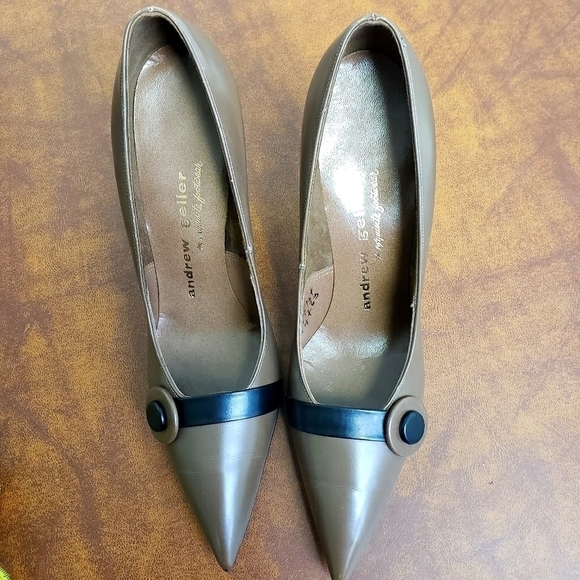 Vintage Andrew Gellar Leather Brown Pumps 7AAA EU In Bix - Picture 7 of 13
